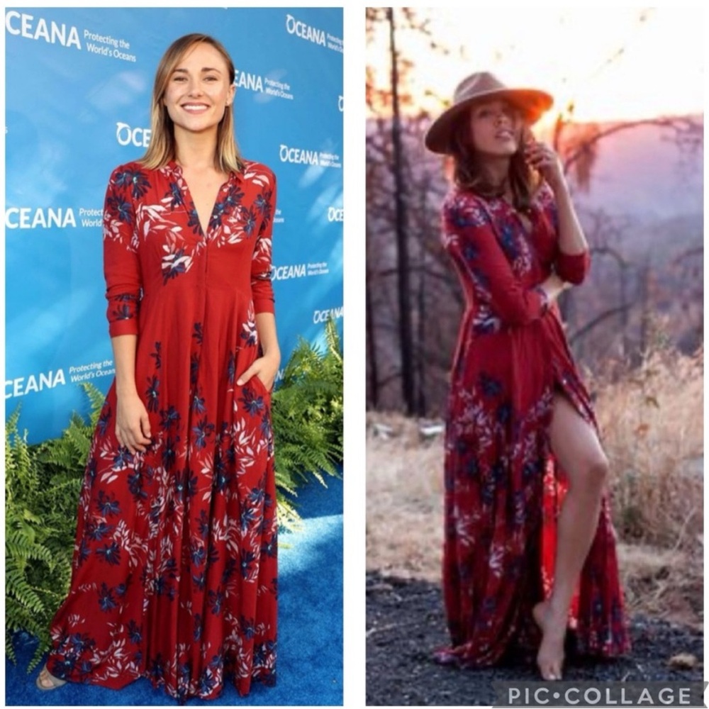 Free People | After the Storm Red Maxi Shirt Dress, HTF/Rare, size 6 - Picture 2 of 14
